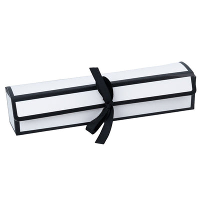 Cutie rigletă cu panglică neagră - alb (set 10 buc) - 19x4x3.8cm - CraftUp