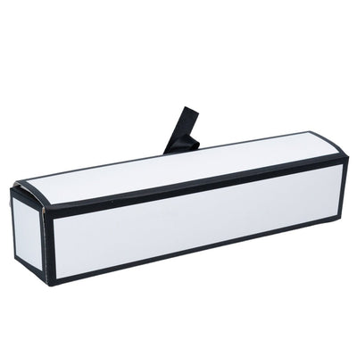 Cutie rigletă cu panglică neagră - alb (set 10 buc) - 19x4x3.8cm - CraftUp