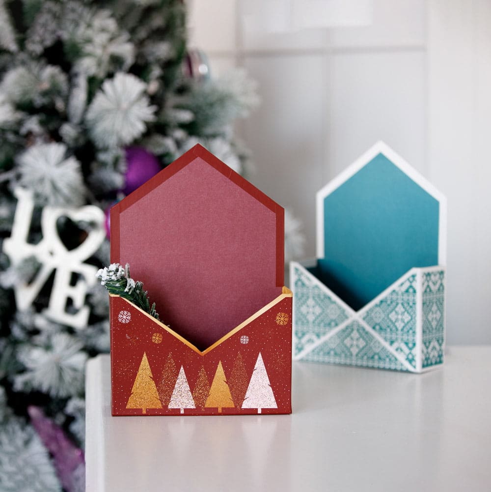 Cutie tip plic de Crăciun – model fulgi de gheață - CraftUp