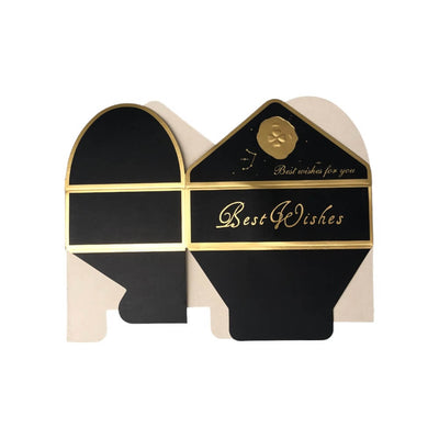 Cutie tip plic din hârtie cu sigiliu auriu 10.5x7x3.5cm - negru (set 50 buc) - CraftUp
