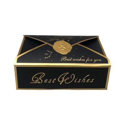 Cutie tip plic din hârtie cu sigiliu auriu 10.5x7x3.5cm - negru (set 50 buc) - CraftUp