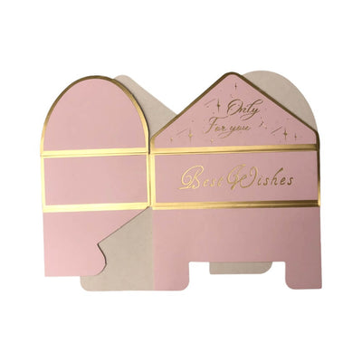 Cutie tip plic din hârtie cu sigiliu auriu 10.5x7x3.5cm - roz (set 50 buc) - CraftUp
