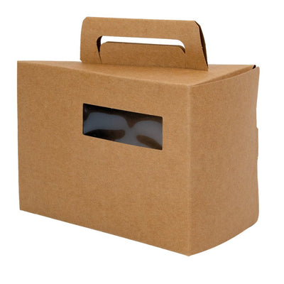 Cutie triunghiulară din hârtie cu mâner - kraft (set 50 buc) - 10x15.5x9.5 - CraftUp