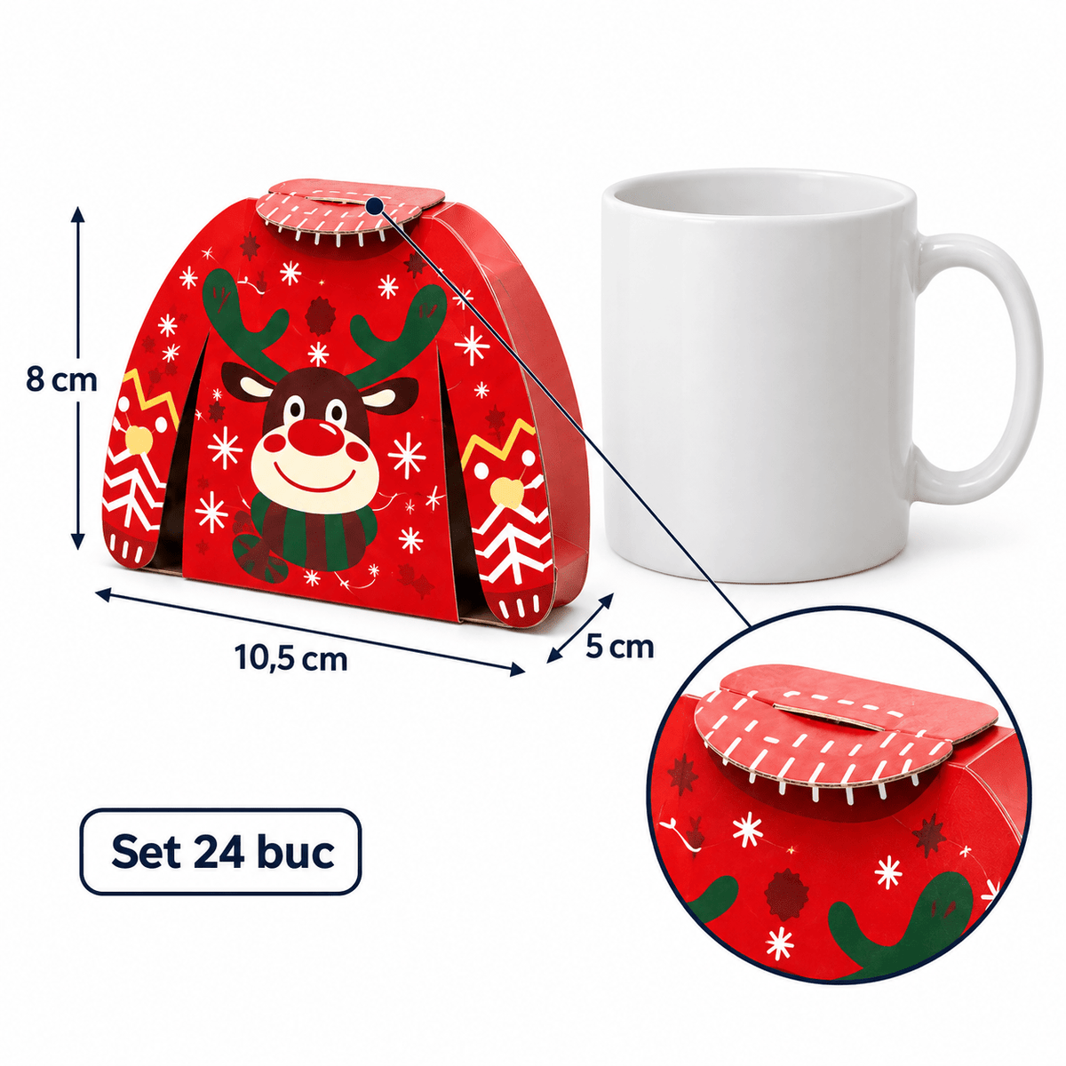Cutii Crăciun formă pulover tricotat - mix 12 modele (set 24 buc) - CraftUp