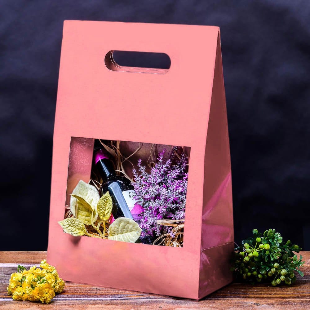 Cutii cu fereastră și mâner - roz (set 5 buc) - CraftUp