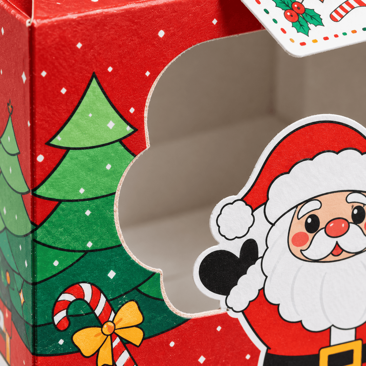 Cutii de Crăciun cu fereastră, mâner și etichetă - mix 4 modele (set 12 buc) - CraftUp