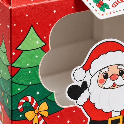 Cutii de Crăciun cu fereastră, mâner și etichetă - mix 4 modele (set 12 buc) - CraftUp