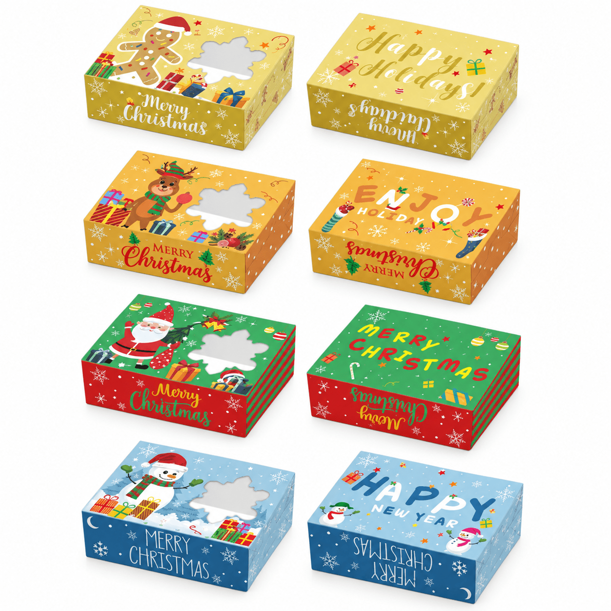 Cutii de Crăciun cu personaje și fereastră stea - mix 4 modele (set 12 buc) - CraftUp