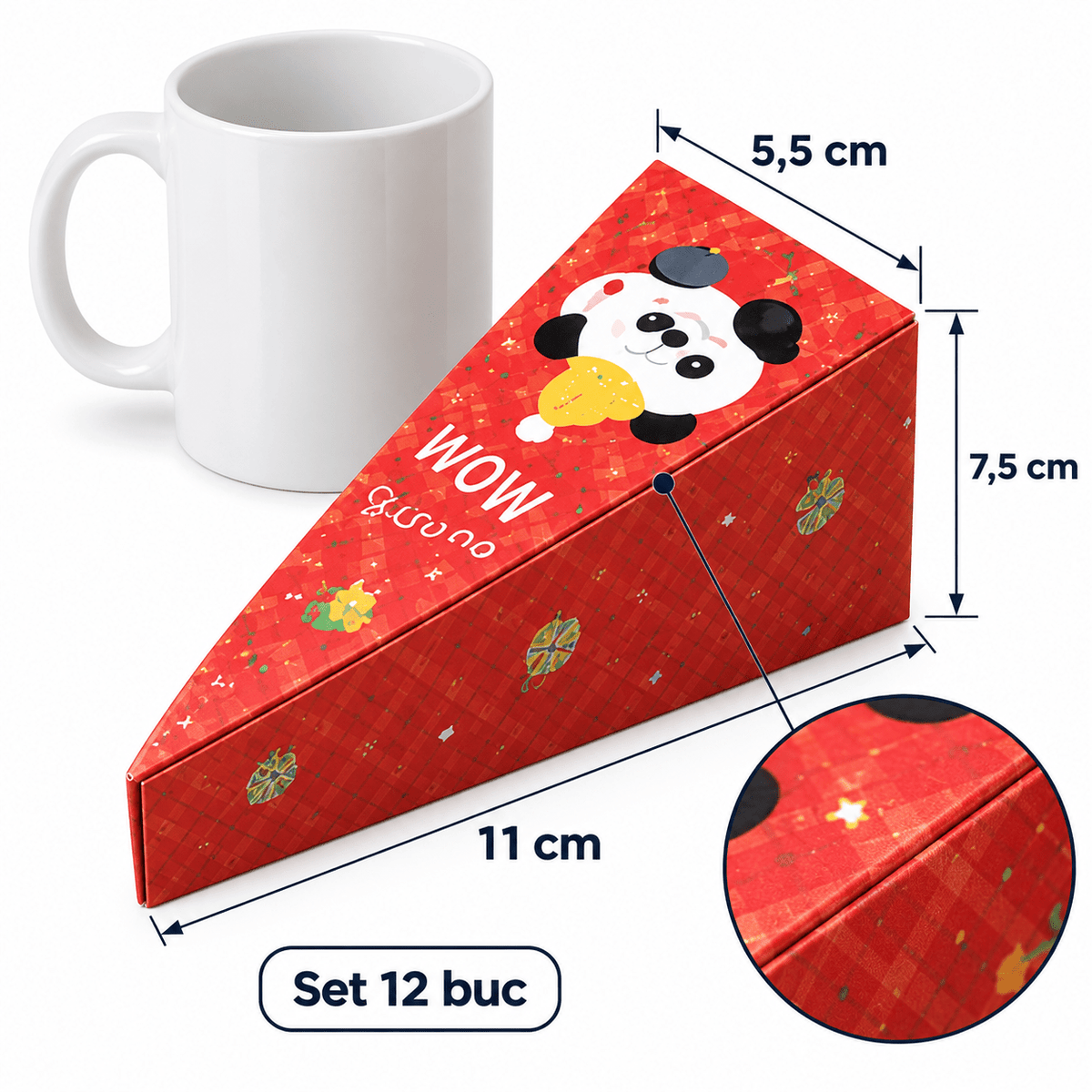 Cutii felie tort de Crăciun - mix 12 modele (set 12 buc) - CraftUp