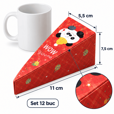 Cutii felie tort de Crăciun - mix 12 modele (set 12 buc) - CraftUp