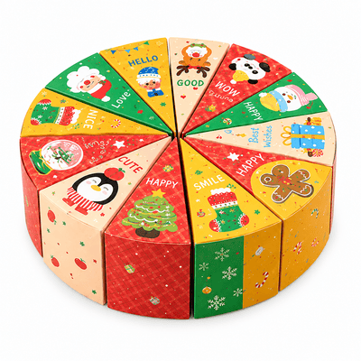 Cutii felie tort de Crăciun - mix 12 modele (set 12 buc) - CraftUp