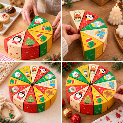 Cutii felie tort de Crăciun - mix 12 modele (set 12 buc) - CraftUp
