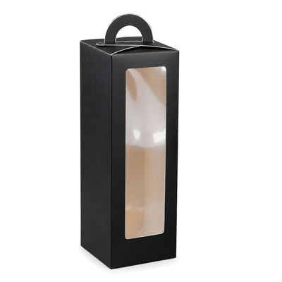 Cutii înalte cu fereastră și mâner, pentru pahare termos - negru (set 24 buc) - CraftUp