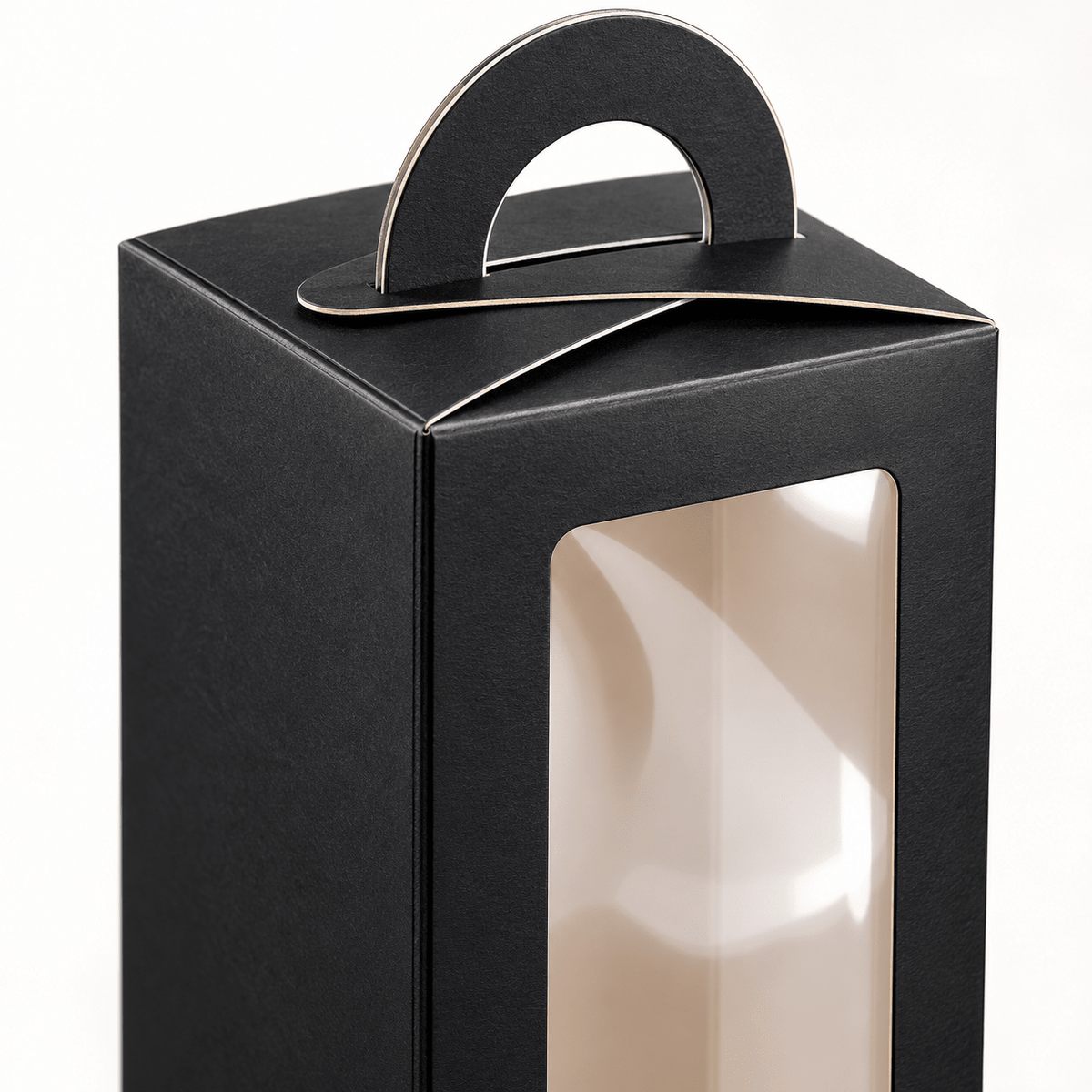Cutii înalte cu fereastră și mâner, pentru pahare termos - negru (set 24 buc) - CraftUp