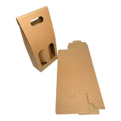 Cutii kraft cu mâner pentru doua sticle (set 10 buc) - CraftUp