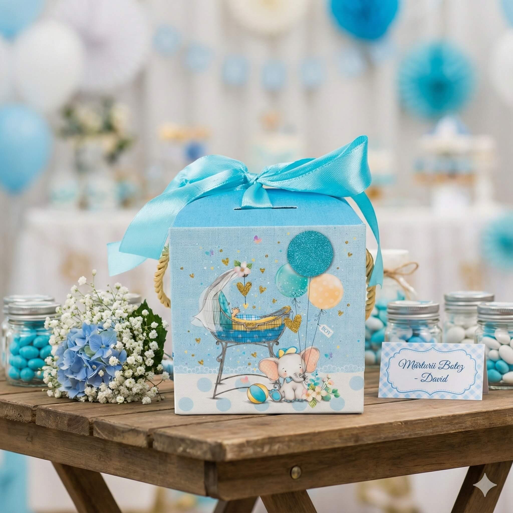 Cutii mărturii botez cu fundă mix două modele (set 50 buc) - CraftUp