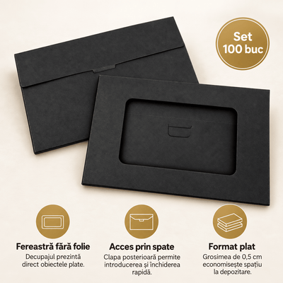Cutii mici cu fereastră decupată - negru (set 100 buc) - CraftUp