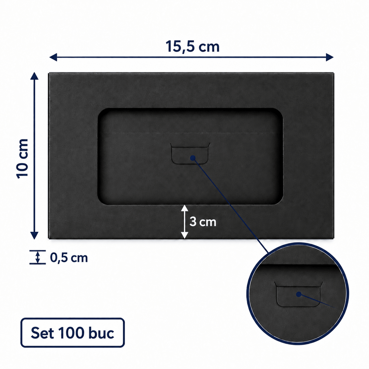 Cutii mici cu fereastră decupată - negru (set 100 buc) - CraftUp