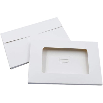 Cutii mici dreptunghiulare cu fereastră - alb (set 100 buc) 15.5x10x0.5cm - CraftUp