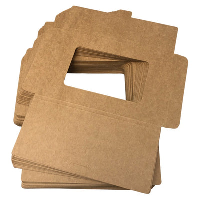 Cutii mici dreptunghiulare cu fereastră - kraft (set 100 buc) 15.5x10x0.5cm - CraftUp
