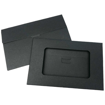 Cutii mici dreptunghiulare cu fereastră - negru (set 100 buc) 15.5x10x0.5cm - CraftUp
