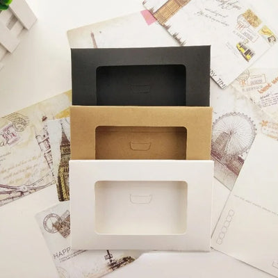 Cutii mici dreptunghiulare cu fereastră - negru (set 100 buc) 15.5x10x0.5cm - CraftUp