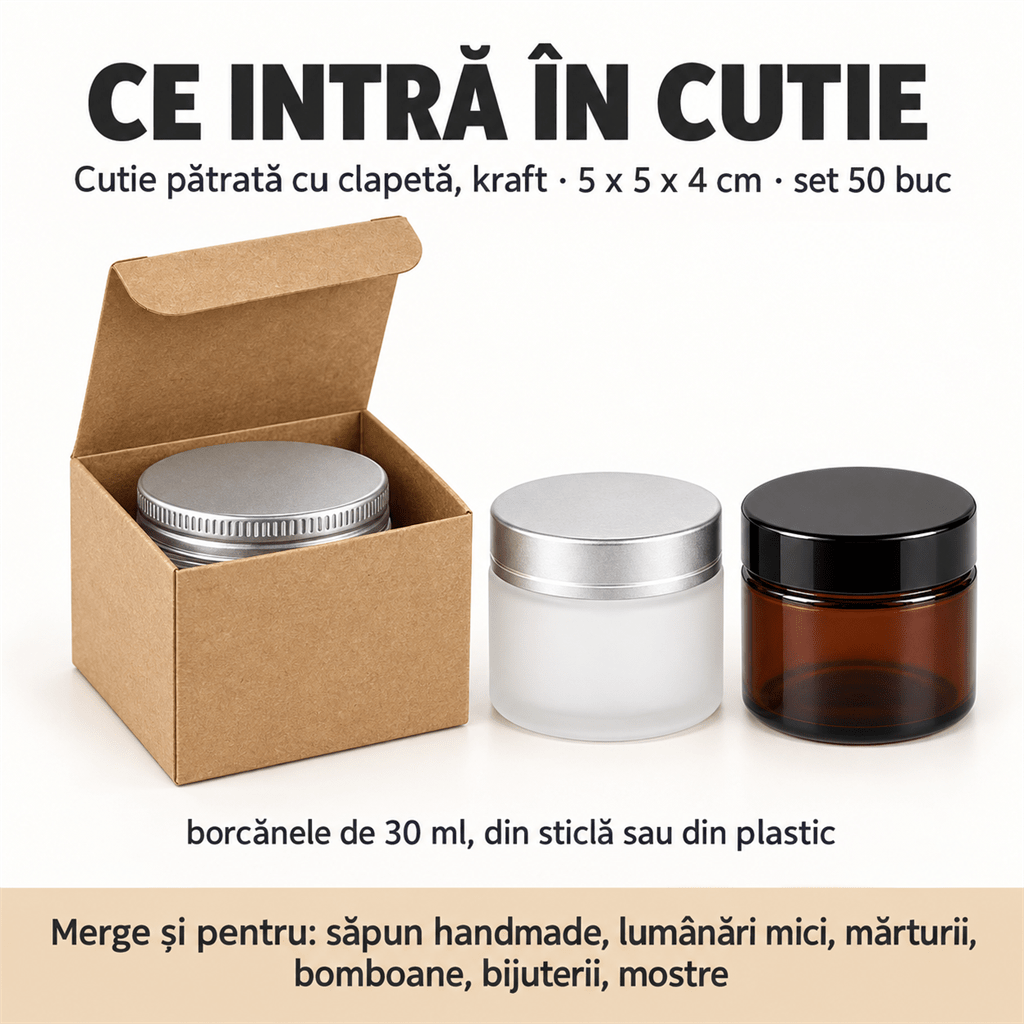 Cutii pătrate cu clapetă - kraft (set 50 buc) - CraftUp