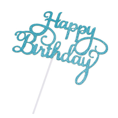 Decorațiune tort Happy Birthday - Bleu (set 10 buc) 8x14cm - CraftUp
