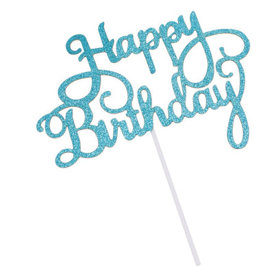 Decorațiune tort Happy Birthday - Bleu (set 10 buc) 8x14cm - CraftUp