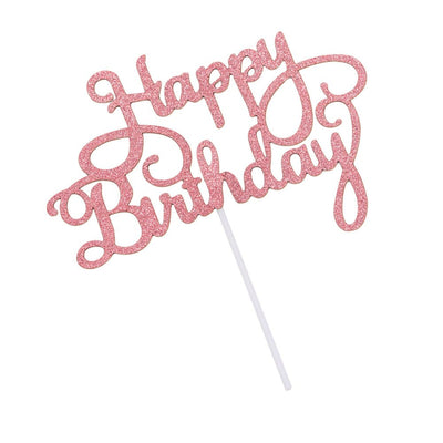 Decorațiune tort Happy Birthday - Roz (set 10 buc) 8x14cm - CraftUp