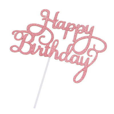 Decorațiune tort Happy Birthday - Roz (set 10 buc) 8x14cm - CraftUp