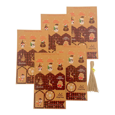 Etichete Crăciun forme diferite cu sfoară iută - model 2 (set 50 buc) - CraftUp