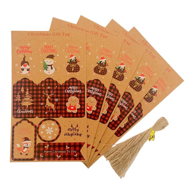 Etichete Crăciun forme diferite cu sfoară iută - model 2 (set 50 buc) - CraftUp