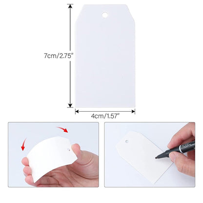 Etichete din hârtie dreptunghiulare simple 4x7.5cm - alb (set 100 buc) - CraftUp