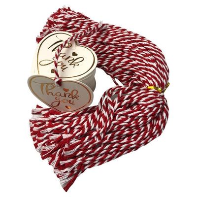 Etichete din hârtie în formă de inimă Thank you 5cm - alb (set 100 buc) - CraftUp
