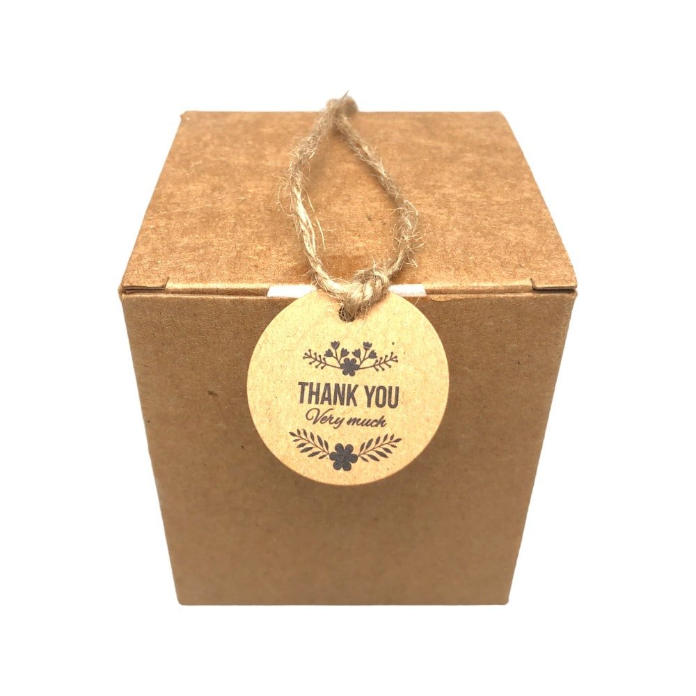 Etichete din hârtie rotunde Thank you 3cm - kraft (set 100 buc) - CraftUp