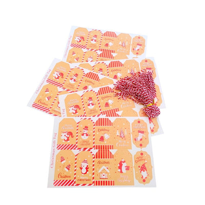 Etichete dreptunghiulare Crăciun cu șnur - model 6 (set 50 buc) - CraftUp