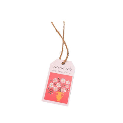 Etichete dreptunghiulare cu flori și mesaj Thank you 4x7cm - model 1 (set 50 buc) - CraftUp