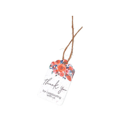 Etichete dreptunghiulare cu flori și mesaj Thank you 4x7cm - model 2 (set 50 buc) - CraftUp