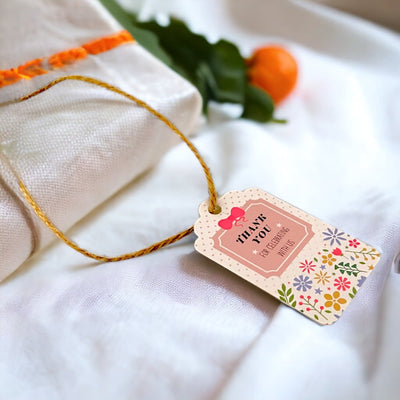 Etichete dreptunghiulare cu flori și mesaj Thank you 4x7cm - model 3 (set 50 buc) - CraftUp