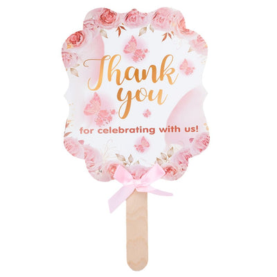 Evantai hârtie Thank you - roz (set 10 buc) - 17x20cm - CraftUp