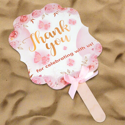 Evantai hârtie Thank you - roz (set 10 buc) - 17x20cm - CraftUp