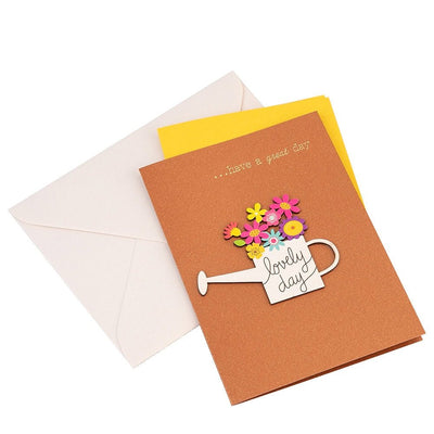 Felicitare 3D cu flori, mesaj Lovely Day și plic - maro - CraftUp