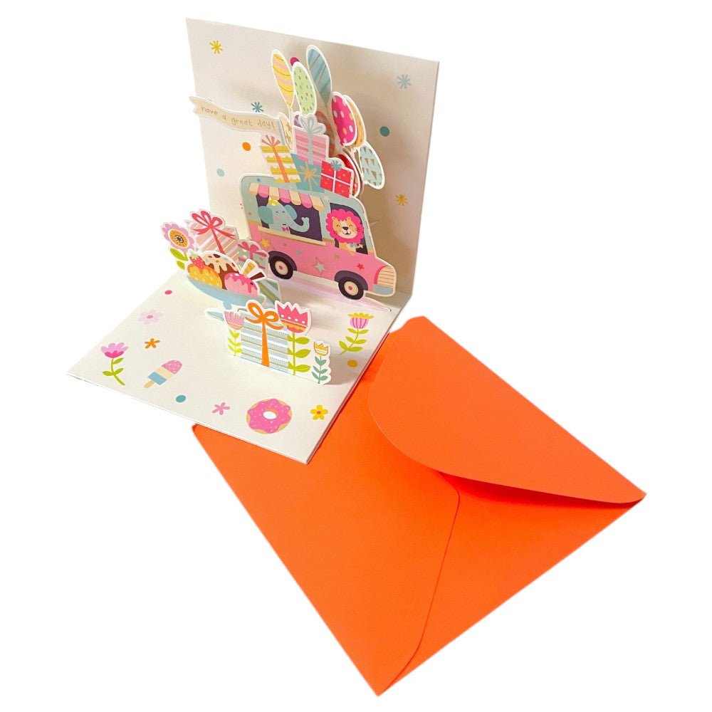Felicitare 3D model Baloane și cadouri – alb - CraftUp