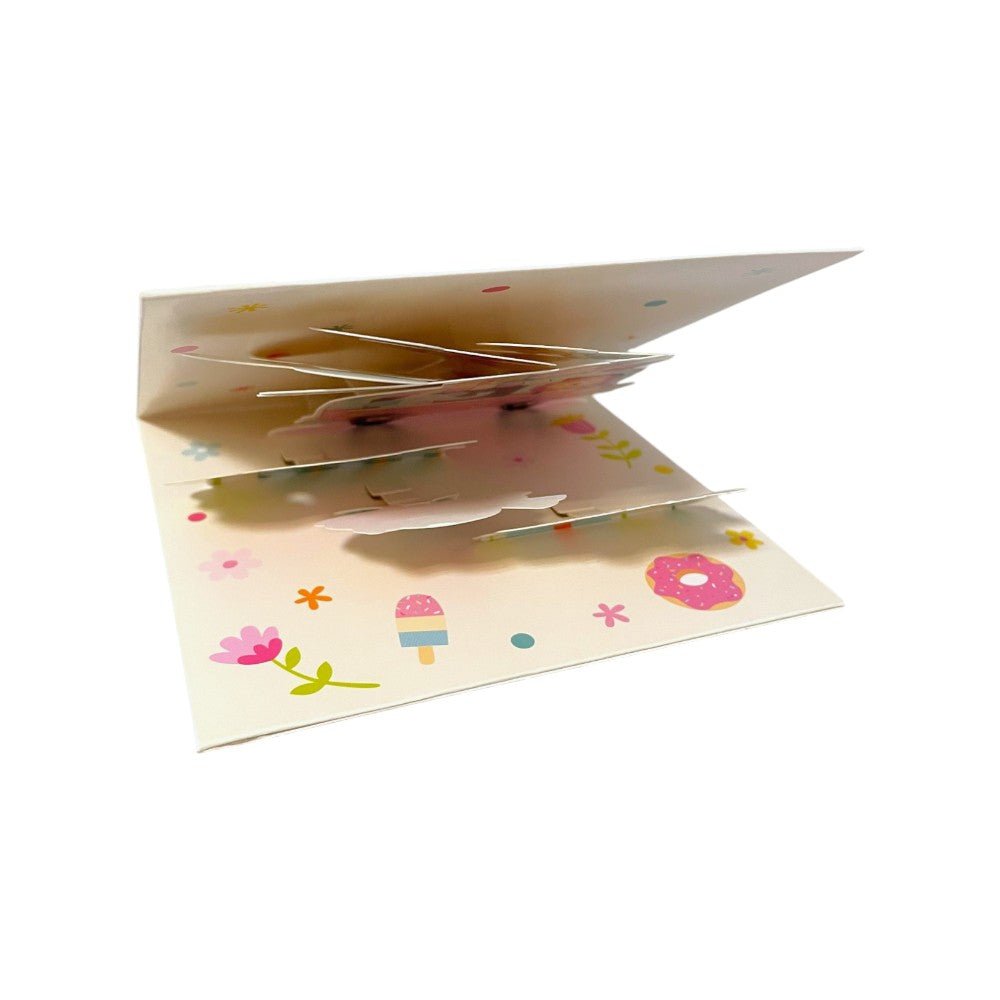 Felicitare 3D model Baloane și cadouri – alb - CraftUp