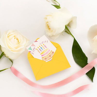 Felicitare decupată model tort cu plic galben - CraftUp