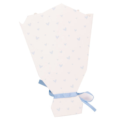 Felicitare hârtie cu panglică model buchet de flori - albastru (set 10 buc) - CraftUp