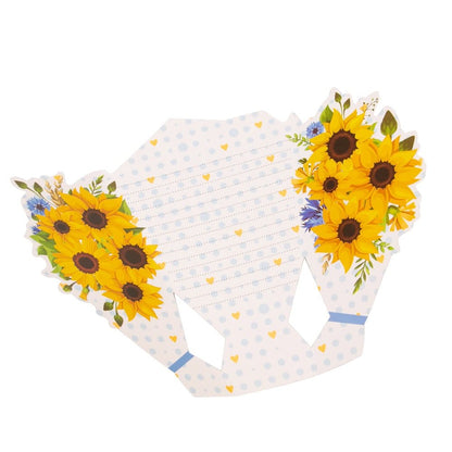 Felicitare hârtie cu panglică model buchet de flori - albastru (set 10 buc) - CraftUp