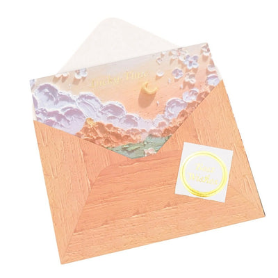 Felicitare stil pictură cu plic și sticker Best Wishes - model 2 - CraftUp