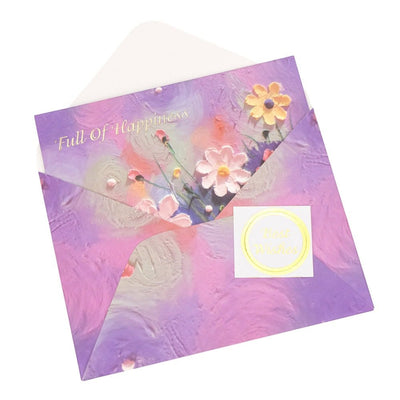 Felicitare stil pictură cu plic și sticker Best Wishes - model 4 - CraftUp